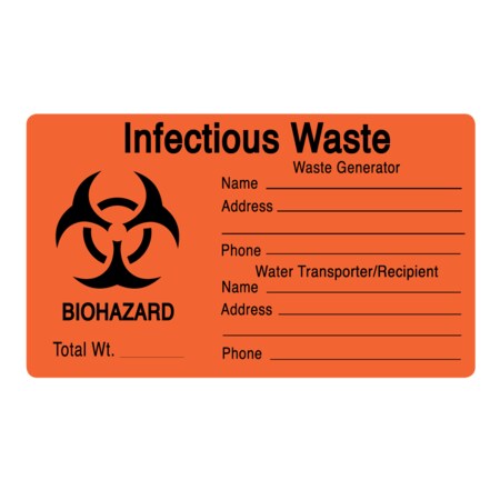 Nevs Label, Biohazard Infectious Waste label (Generator/Recipient) 3" x 5" LW-0072